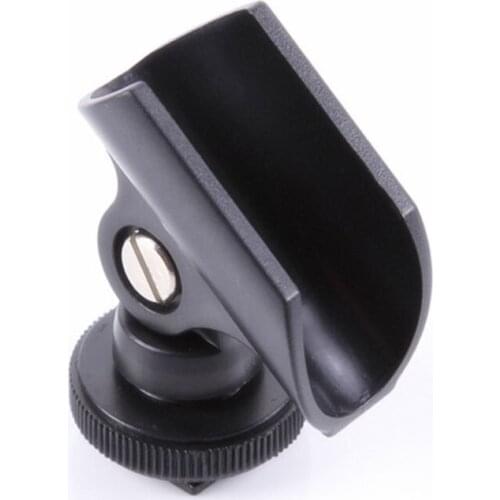 Microphone Clip Stand 19mm Plastic Mic Holder Clip with Hot Shoe For DSLR Camera E65A