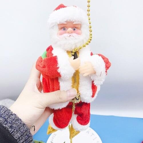 Santa Claus Electric Ladder Climbing Christmas Figurine Ornament Climb Up The Beads and Go Down Repeatedly Kids Toy Gifts New
