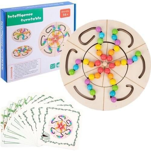 ESUN Montessori Wooden Beads Toys Color Sort Matching Game Educational Fine Motor Skill Toys Logical Thinking Training Turntable