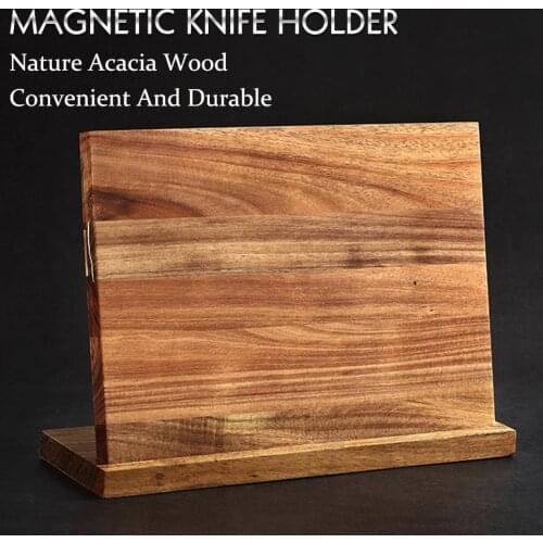 Hezhen Wood Magnetic Knife Holder Kitchen Tool Accessories Knife Stand Cutlery Organizer With Antiskid Foot