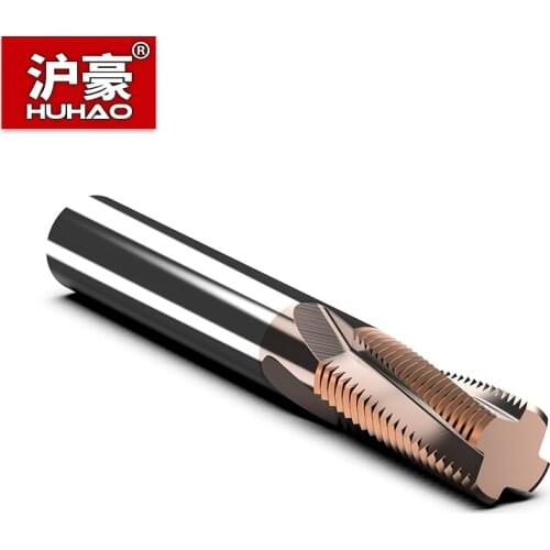 HUHAO 60° Taper Tube Thread Milling Cutter TiSin Coated Spiral Full Tooth Endmill Router Bits CNC Engraving Tool For Iron Steel