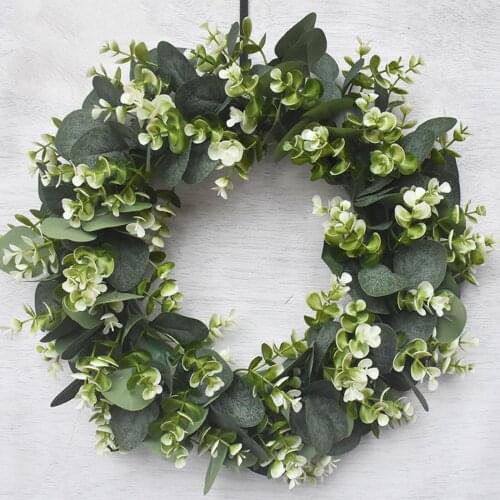 Artificial Eucalyptus Wreath Simulation Green Leaf Garland, Spring Green Plant