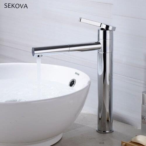 Chrome Quality Brass Washbasin Faucet Double Position Rotatable Tall & Short Style Bathroom Faucet Mixer Water Tap