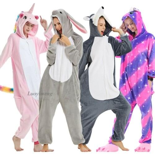 Kigurumi Stitch Oneises For Women Animal Pyjamas Adults Unicorn Sleepwear Cartoon Anime Cosplay Pijamas Couples Nightie Ovearlls