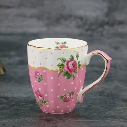 Royal English Pastoral Bone China Coffee Cups Large Capacity Ceramics Breakfast Milk Mug And Cup Free Shipping