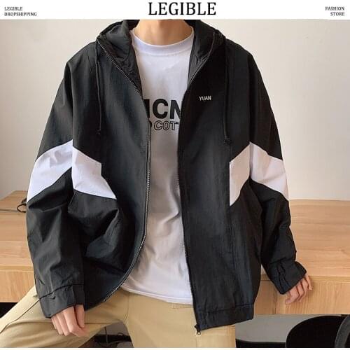 Hop Hip Patchwork Jacket Men Casual Loose Mens Jackets and Coats Harajuku Hooded Windbreaker Mens Jacket