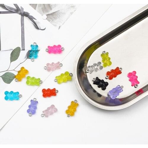 Hot 8/10pcs Candy Bear Cute Resin Charms DIY Patch Findings Gummy Earrings Keychain Necklace Pendant Jewelry Decor Accessories