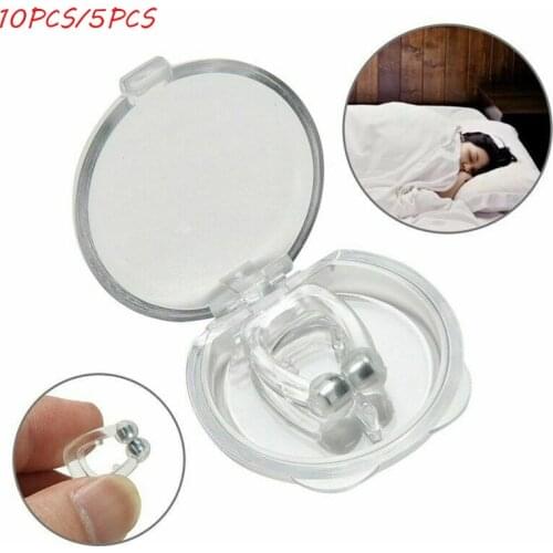 10PC/5PC Magnetic Anti Snoring Device Silicone Anti Snore Stopper Nose Clip Tray Sleeping Aid Apnea Guard Night Device With Case