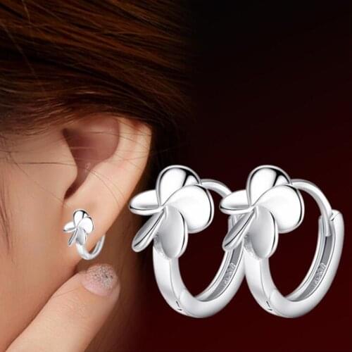 925 Sterling Silver Piercing Flower Hoop Earring For Women Party Wedding Earing Jewelry eh1327