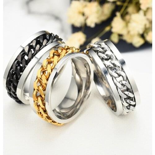 New simple transfer jewelry mens titanium steel can rotate to open beer bottle personality domineering ring