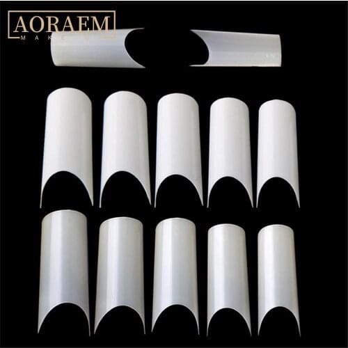 AORAEM Natural C Curved False Nails 500Pcs with Bag Press On Nails Clear Acrylic Nail Tips All For Manicure Fake Salon Supply