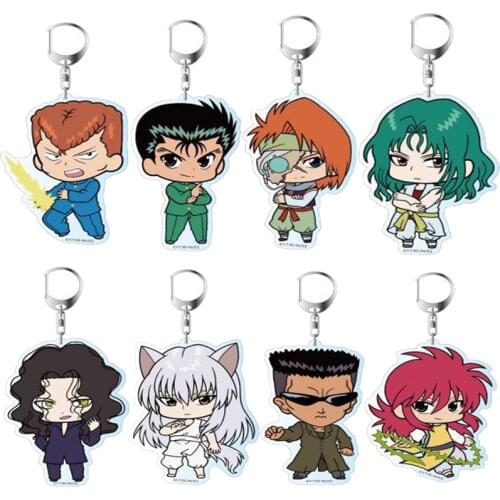 New Acrylic Keychain Anime YuYu Hakusho Keyring Jewelry Cartoon Kuwabara Kazuma Hiei Urameshi Yuusuke Pendant Key Holder New