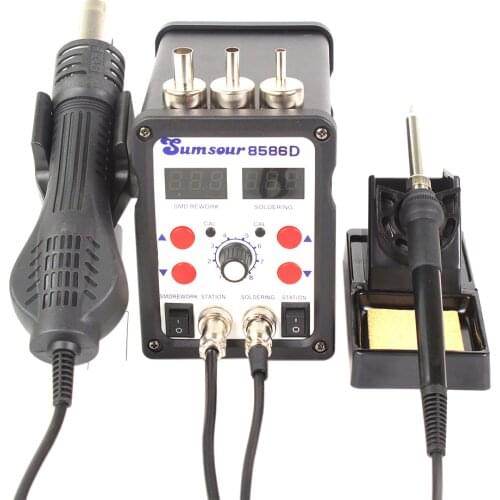 2 In 1 SMD Soldering Station 110V/220V Soldering Iron Hot Air Gun 8586D ESD BGA Rework Soldering Machine Desoldering Tool