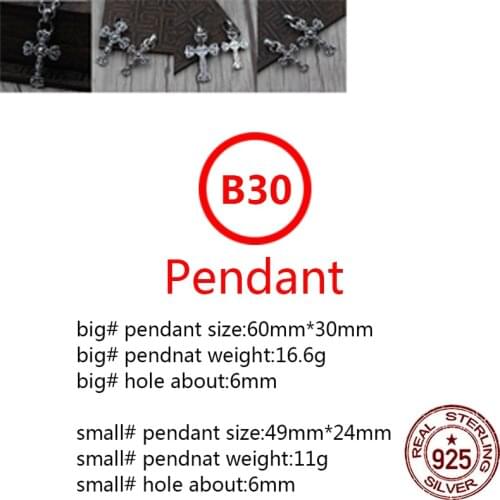 B30 925 sterling silver pendant retro personality punk hip hop style flame cross hollow shape jewelry for friends 2020 new hot