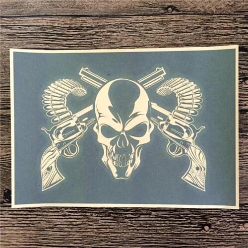 Top fashion XQ-165 vintage poster kraft paper "Skull and guns" painting for wall pictures living room house cafe bar 42x30cm