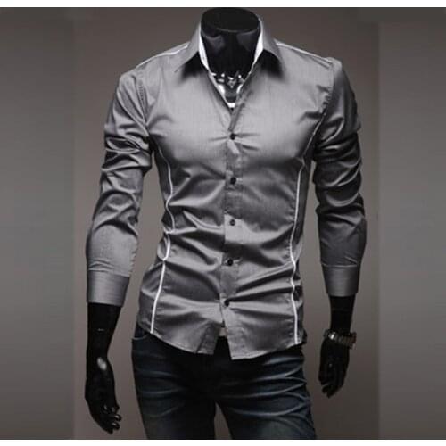 COLDKER mens casual shirts English Slim Stylish Design Spring Mens long-sleeved shirt, polyester with cotton material