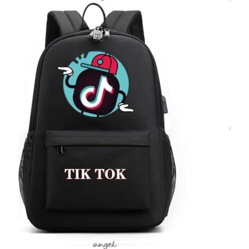 Tik Tok USB Charging Student School Shoulder Bag Teentage Laptop Travel Rucksack Backpack Gift