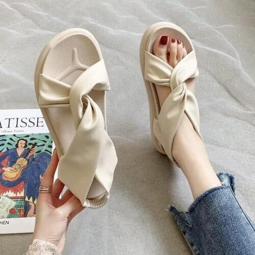 Women Sandals 2021 Summer Outdoor Beach Flip-flop Sandals Solid Fashion Gladiator Sandals Women Flats Casual Ladies Shoes