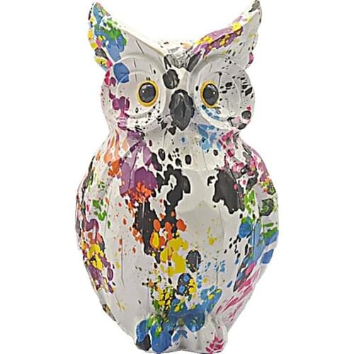 Statuette Decoration Statues Sculptures Figurines For Interior Miniature Modern Colorful Water Transfer Owl Ornaments Graffiti