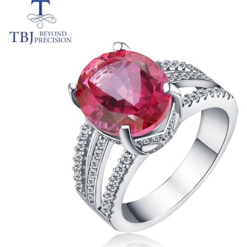 TBJ,new design good color pink topaz rings natural gemstone 925 sterling silver fashion fine jewelry for girl birthday gift