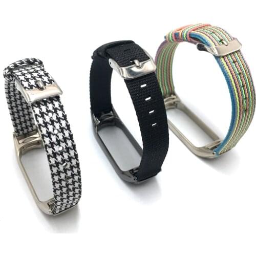 Canvas Wrist Strap For Xiaomi Miband 3 Miband 4 Smart Watch Bands Bracelet Correa Mi Band 4 3 cinturino Watchstrap