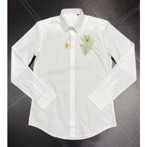 Top Brand Business Men Shirt Casual Long Sleeve Slim Chemise homme High quality 100% Cotton Male Dress Shirts Embroidery Camisas
