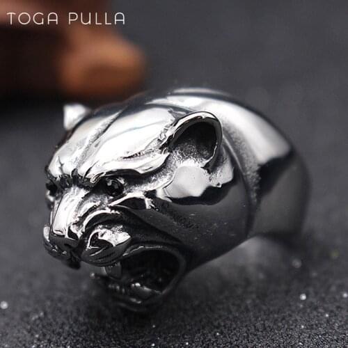 Domineering Leopard Panther Ring Cool Men Boys Stainless Steel Punk Rock Biker Rings Gothic Male Animal Jewelry