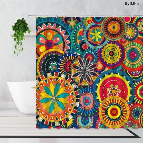 3D Color Mandala Flowers Bathroom Shower Curtains Set Creative Art Background Home Decoration Waterproof Bath Curtain With Hooks