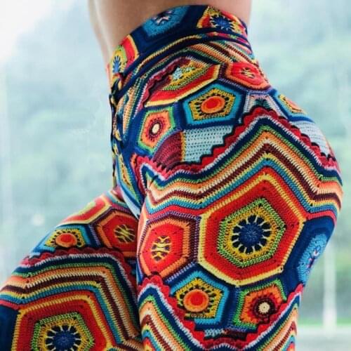 Women Colorful Jacquard High Waist Print leggings 2020 Fashion Slim Fitness Leggings Casual Breathable Artez circle High Quality