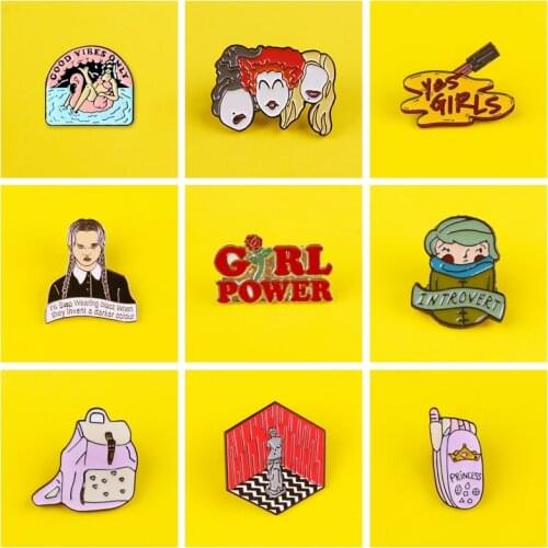 Girl Power Badges on Backpack Badges for Clothes Girls Brooches Badge Enamel Pins for Backpacks Clothes Lapel Pin Jewelry Gifts