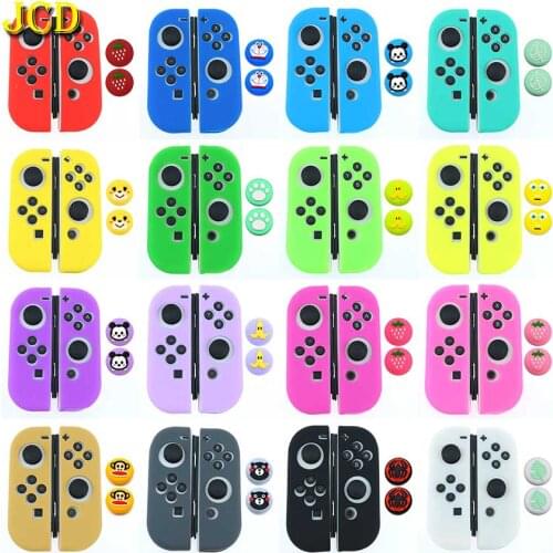 JCD 1Set Soft Silicone Protective Skin Case + Grip Joystick Caps For Nintend Switch NS NX Joy-Con Joy Con Controller Cover