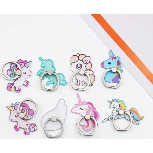 360 Degree unicorn rainbow horse Finger Ring Smartphone Stand Holder Mobile Phone Holder 2019