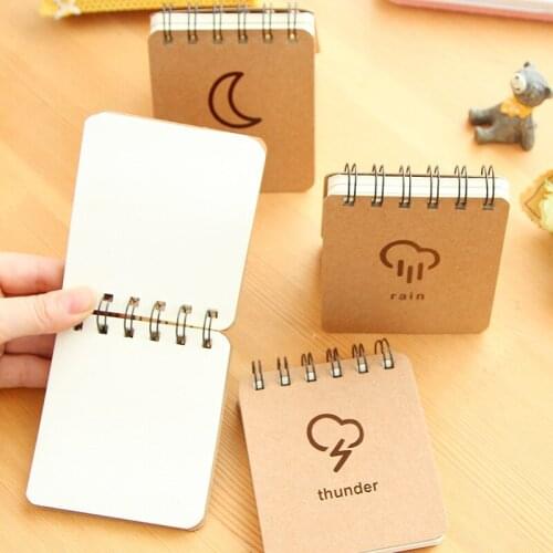 Cute Coil Memo Pad Notebook Kawai Kraft Paper Post Note With Blank Paper For Kids Writing Stationery Office School Supplies