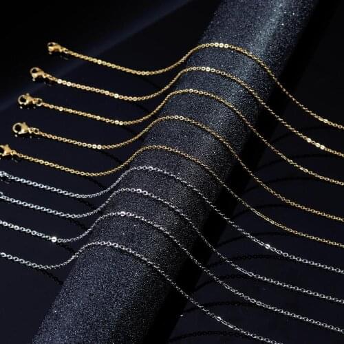 5Pcs/Lot 45 50 55 60cm Stainless Steel Cross Chain Link For DIY Jewelry Necklace With Lobster Clasp Suit Finding Accessories