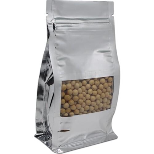 DHL 400Pcs/Lot Ziplock Grip Seal Side Gusset Organ Food Packaging Pouches Stand Up Aluminum Foil Clear Window Bellow Bag