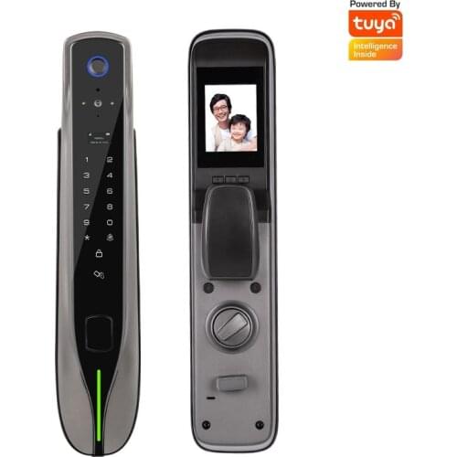 Tuya WiFi Automatic Door Lock Built-in Camera APP Remote Control Fingerprint Lock Fingerprint Password Card Key Smart Door Lock