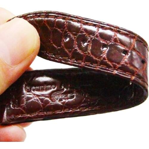 Double-sided genuine crocodile leather strap wrist strap double button butterfly buckle strap 16-24MM
