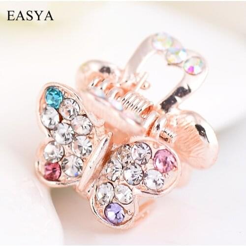 EASYA Women Girls Rhinestone Crystal Butterfly Hair Claw Small Cute Butterfly Hair Ornaments Accessory Cabelo Tiara