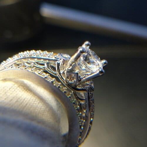 Eleple Vintage luxury Bridal sets Wedding Gifts Rings For Women fashion Jewelry White Gold color AAA cubic zirconia Ring VSR166