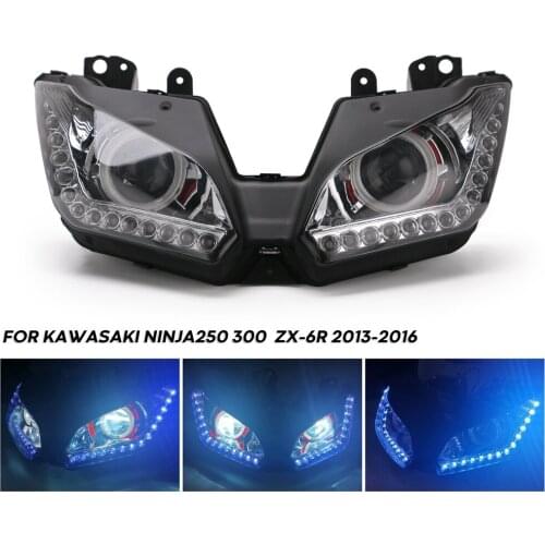 Motorcycle Headlamp Assembly Angel Eye, Suitable for Kawasaki Ninja 250 300 ZX6R ZX 6R 13-16 Motorcycle Headlight