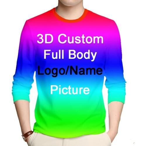 UJWI Design Brand Logo/Picture Anime Team Custom Men/Women DIY 3D Print T Shirt Casual Long Sleeve T-shirt Tops Tee Oversize