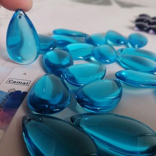 Camal 20pcs 36mm Sapphire Crystal Smooth Teardrop Beads Prism Pendant Lamp Chandelier Hanging Ornament Wedding Jewelry Craft DIY