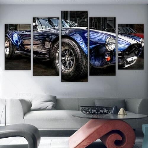 5 Pieces Picture Shelby Cobra Canvas Painting Ford Mustang Gt500 Poster Print Large Wall Art Wall Pictures for Living Room