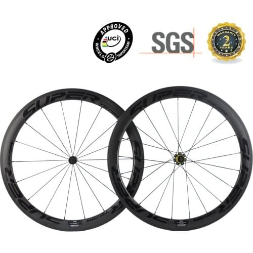 SUPERTEAM 700C Wheelset Road Bike Wheels UCI Approved 50mm Clincher Carbon Wheelset U Shape