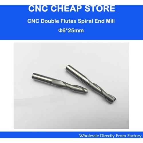 5 pieces 6 mm 25 mm two flutes end mill CNC two cutting tools router bit