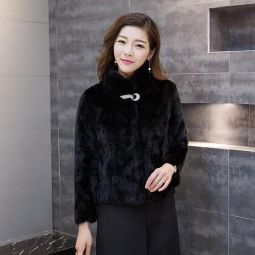 Mandarin Collar Luxury Thick New Season Brand Mix Colors Genuine Mink Fur Coat Vintage Shinny Button Factory Fur Jacket ksr245
