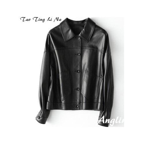 Top brand Spring 2020 Women Genuine Real Sheep Leather Jacket H2 high quality