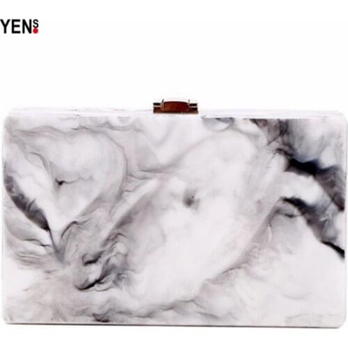 Brand Fashion Wallet New Women Messenger Bag Elegant Marble Print Woman Luxury Shoulder Bag Lady Cute Evening Bag Chain Clutch