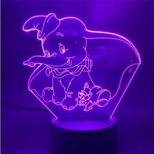 Disney Films Little Young Dumbo Figure Baby Children Night Light for Bedroom Decor Touch Sensor 3d Desk Lamp Christmas Gift