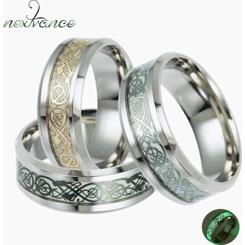 Nextvance Stainless Steel Luminous Dragon Ring Gold Glowing Fluorescent Rings For Women Men Creative Gift Anillos